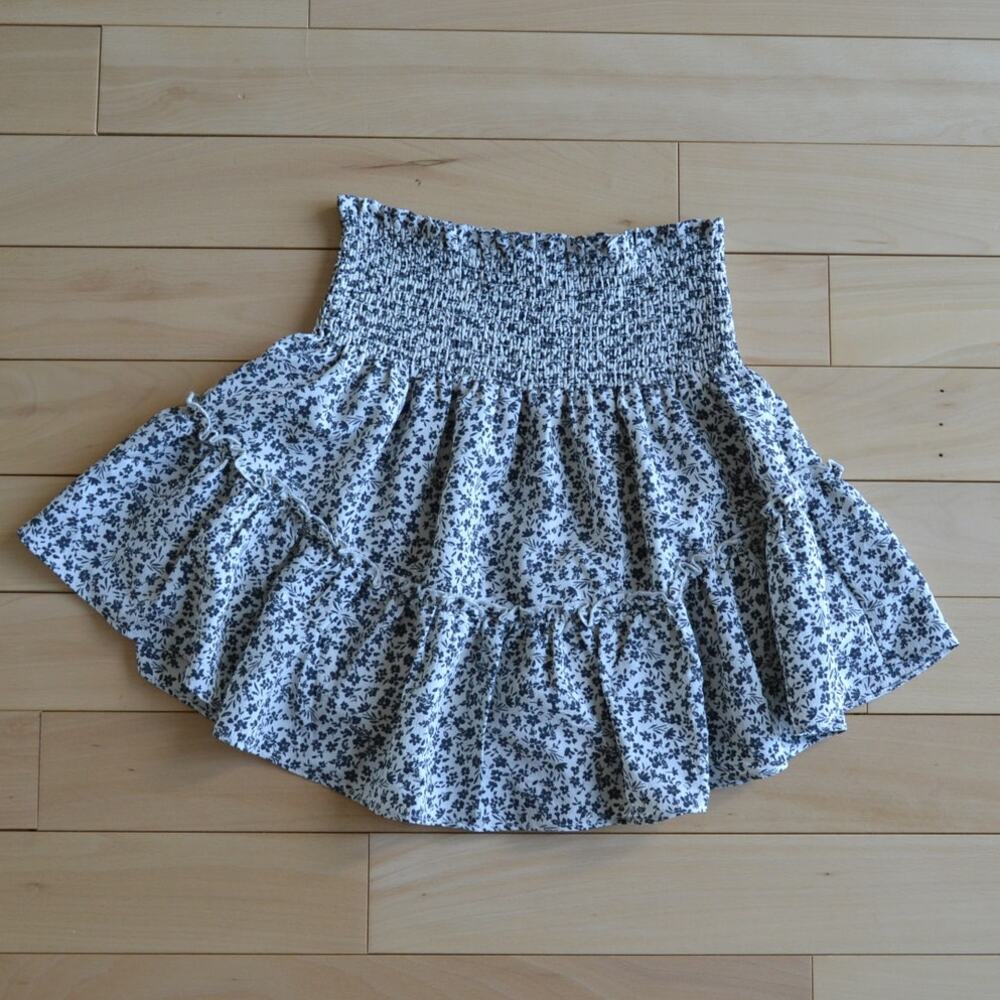 Altar'd State Mini Skirt Black White Floral Size Small